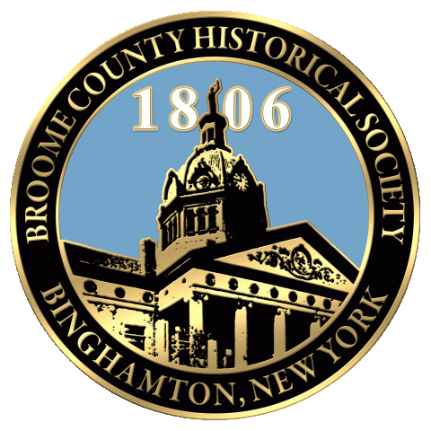 round logo with text "BROOME COUNTY HISTORICAL SOCIETY BINGHAMTON, NEW YORK"