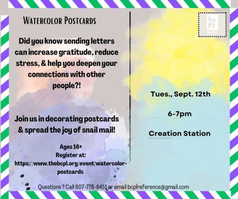 Watercolor postcards advertisement 