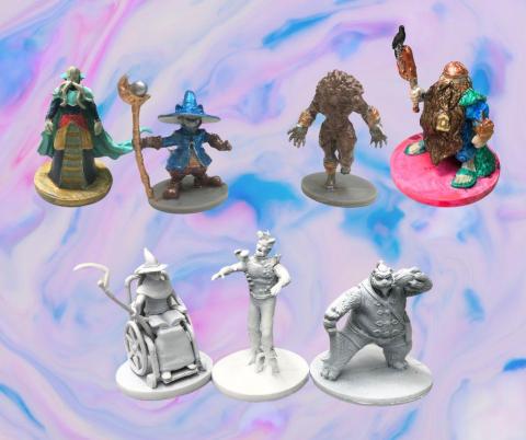 image shows a variety of miniature tabletop rpg figures