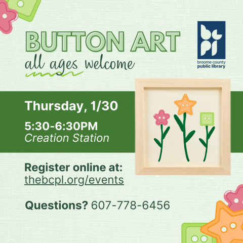 a green flyer for the all ages button art event