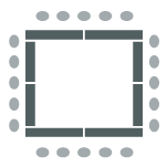 enclosed square of table and chairs